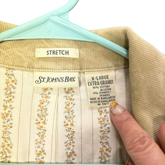 St. John's Bay Courduroy Blazer Women's XL Tan Classic Retro MOD Modern Utility - Picture 8 of 9